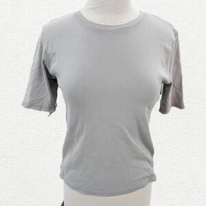 Zara Light Gray Ribbed Tee
